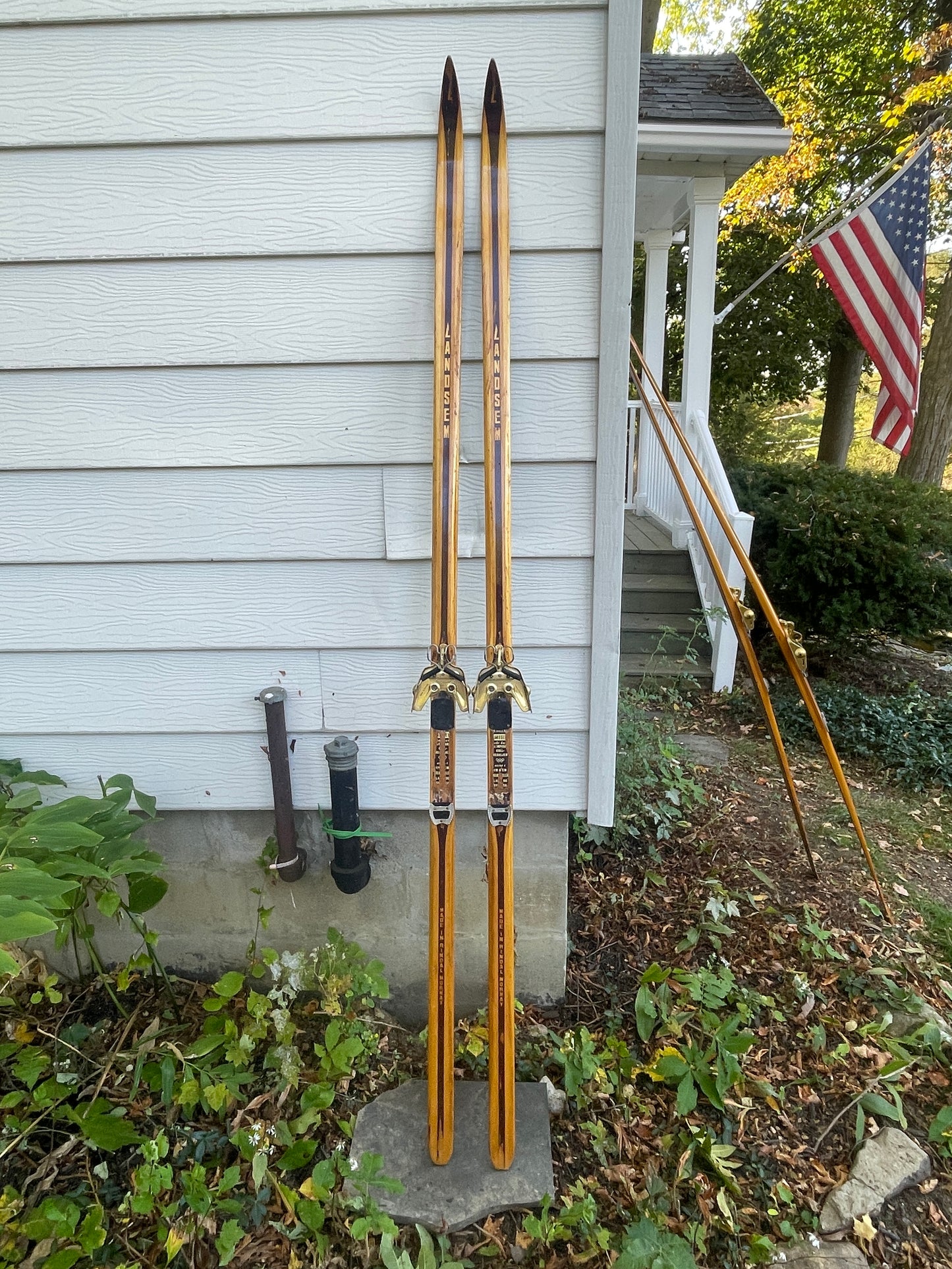 BARGAIN BIN!!! - 210cm Landsem Early 1970s Wood Cross-Country Racing Skis - NORWAY - "Plastrelagt" Base