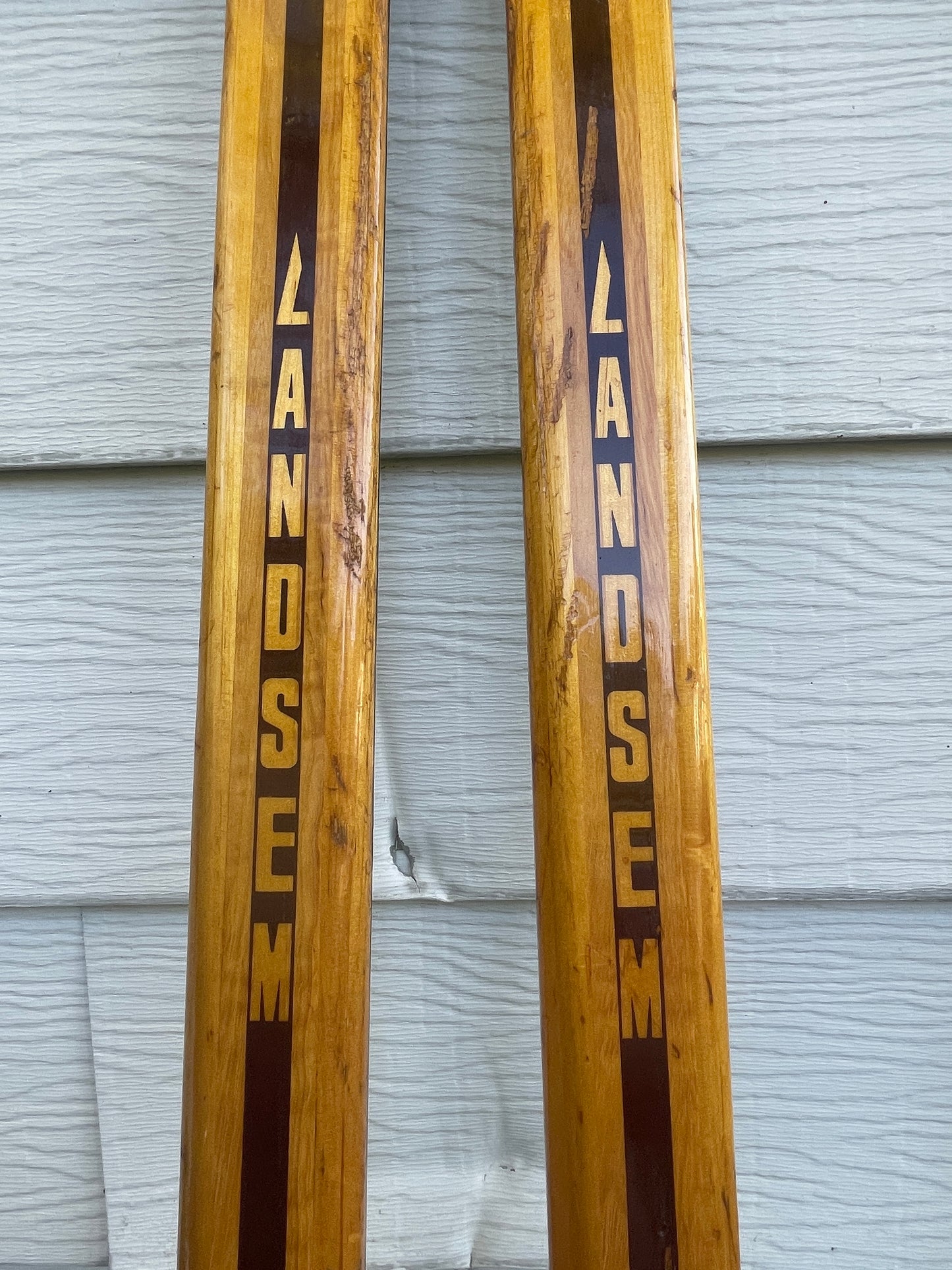 BARGAIN BIN!!! - 210cm Landsem Early 1970s Wood Cross-Country Racing Skis - NORWAY - "Plastrelagt" Base