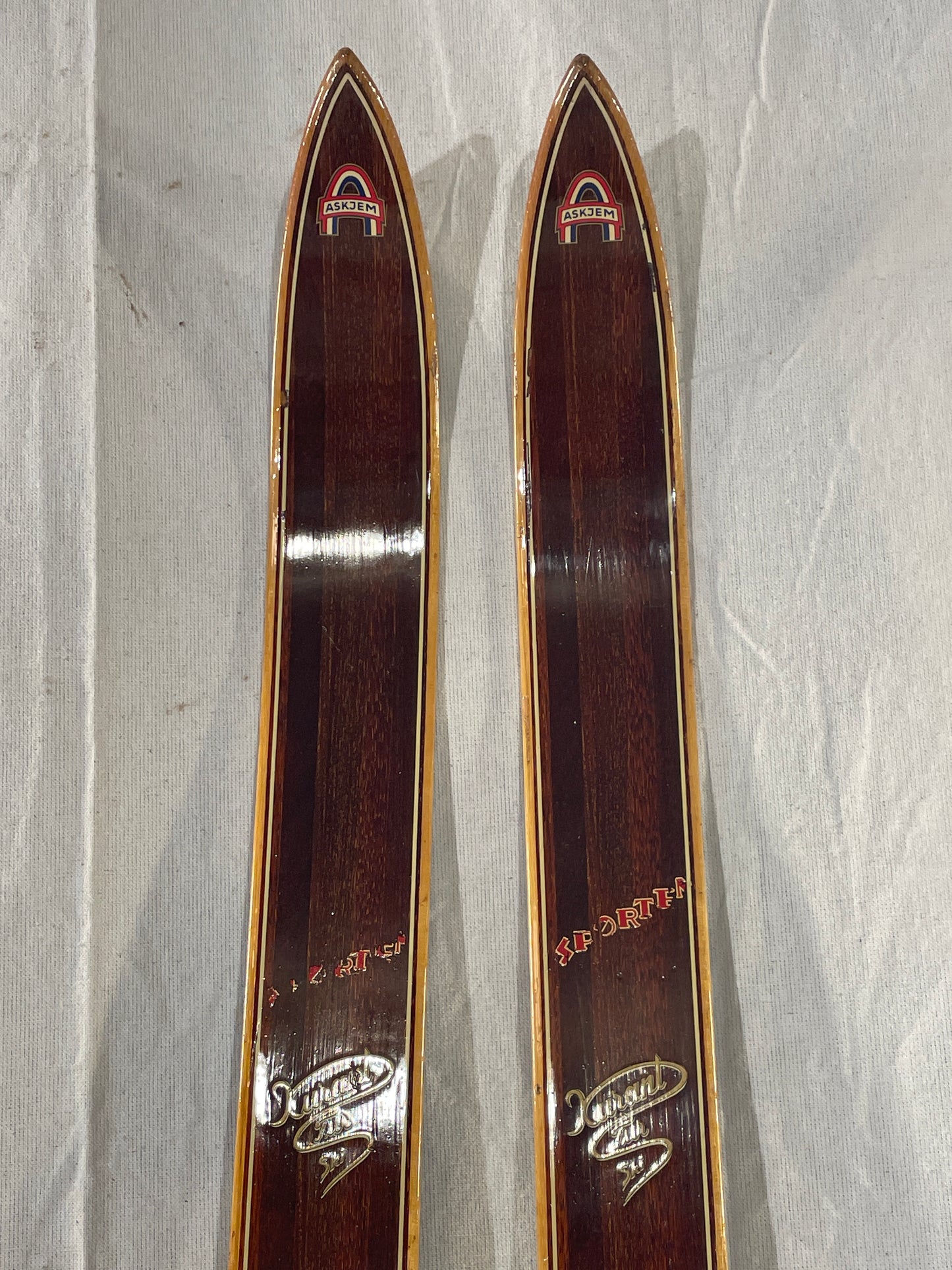 195cm Askjem "Kurant Tur Ski" Wood Cross-Country Touring Skis - BEAUTIFUL - 1960s