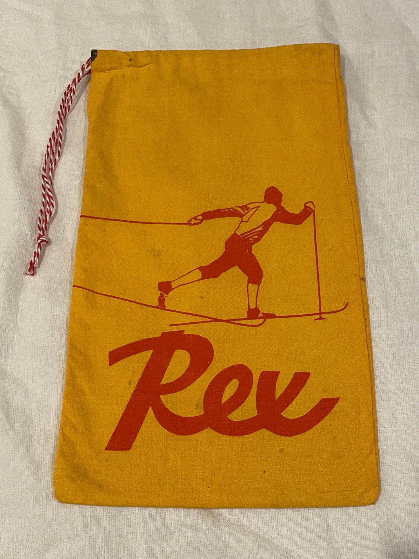Vintage Rex Cross-Country Ski Wax Carry Bag - 1970s - Cotton with Handy Drawstring