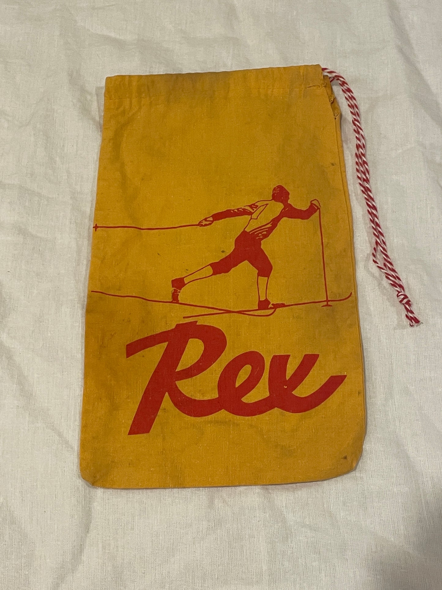 Vintage Rex Cross-Country Ski Wax Carry Bag - 1970s - Cotton with Handy Drawstring