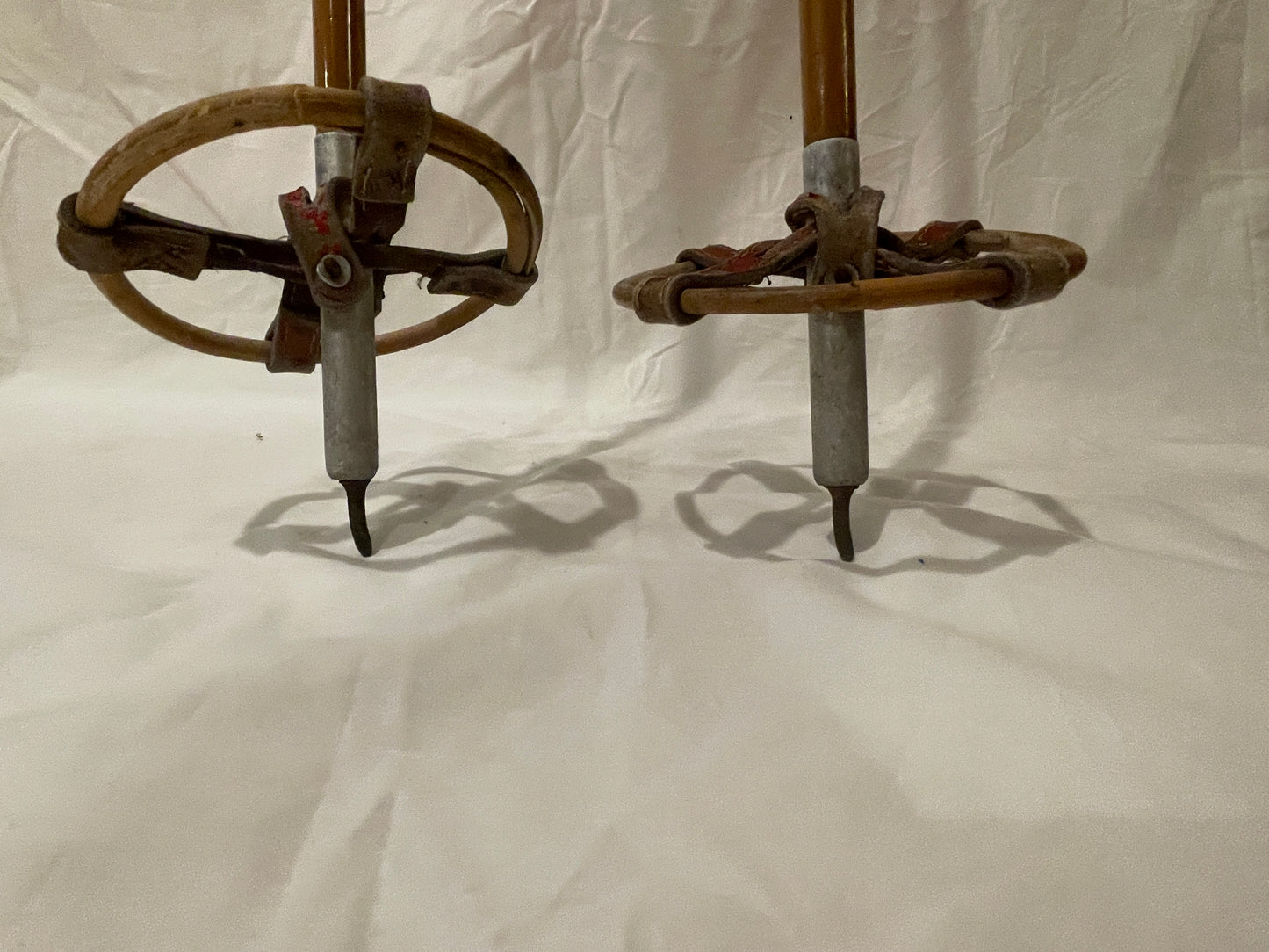 145cm Norwegian Bamboo Cross-Country Ski Poles - Wicker/Leather Baskets!