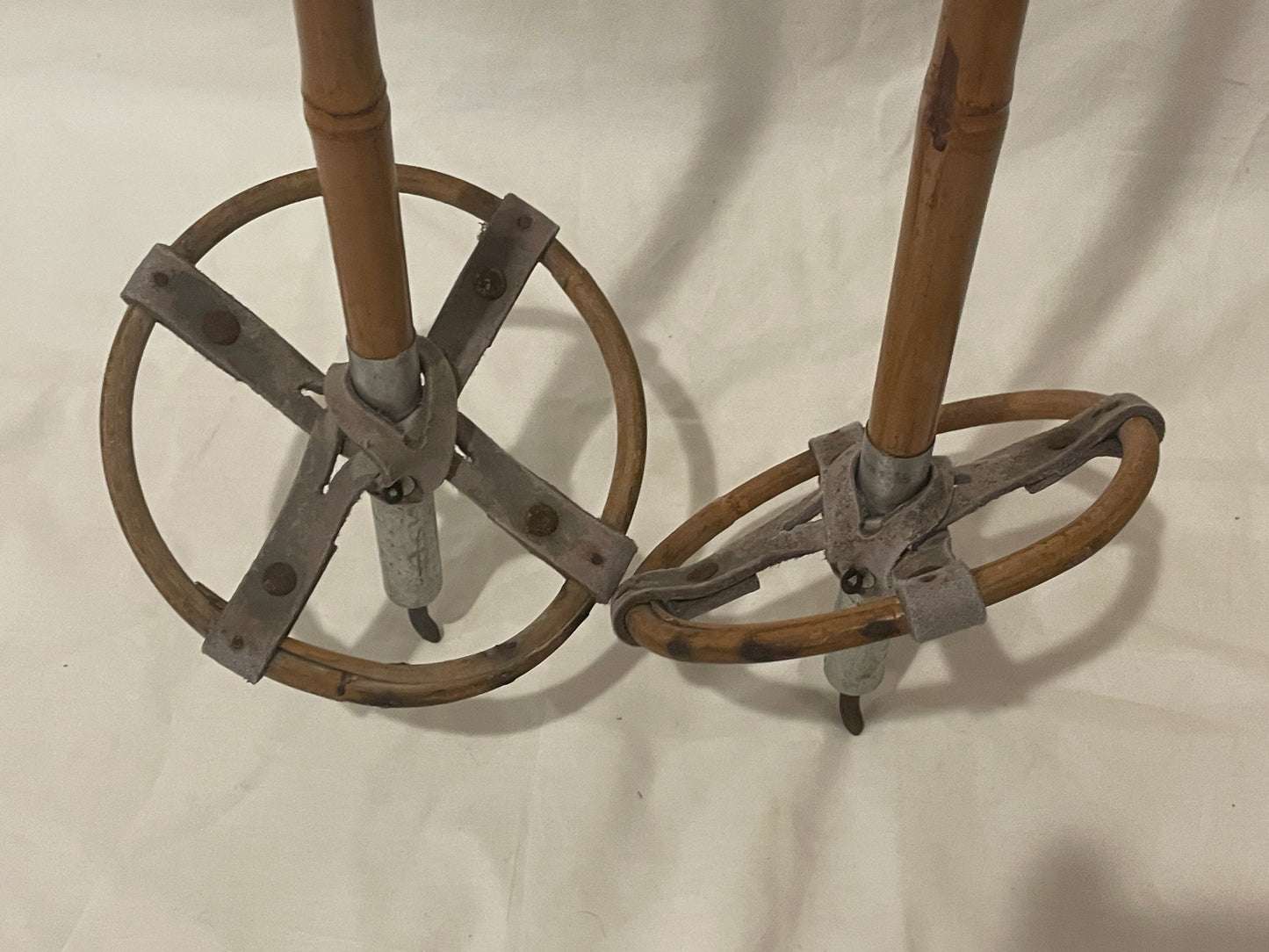 125cm Norwegian Bamboo Cross-Country Ski Poles - Wicker/Leather Baskets - BEAUTIFUL!!!