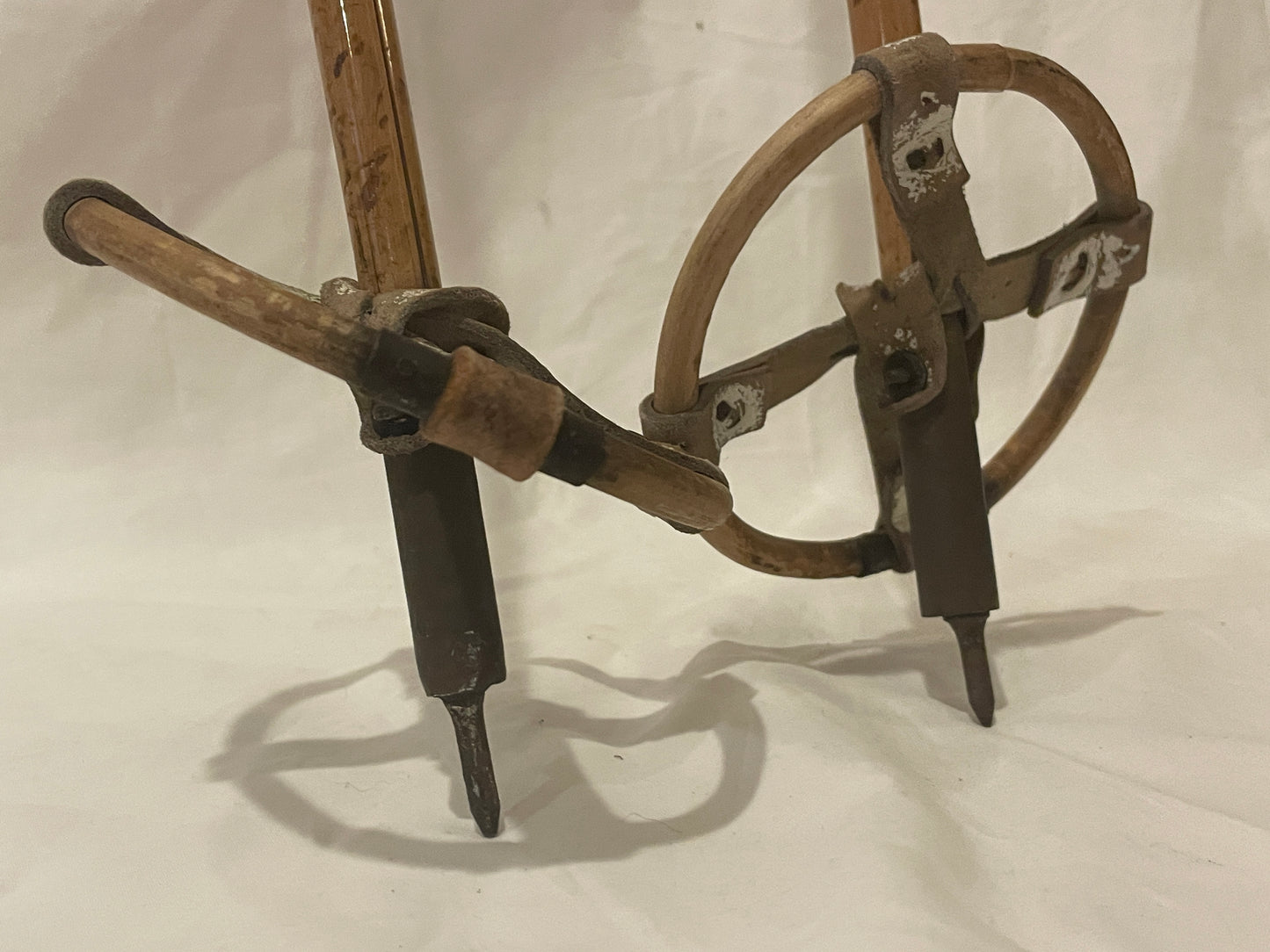 115cm Norwegian Bamboo Cross-Country Ski Poles with Wicker/Leather Baskets