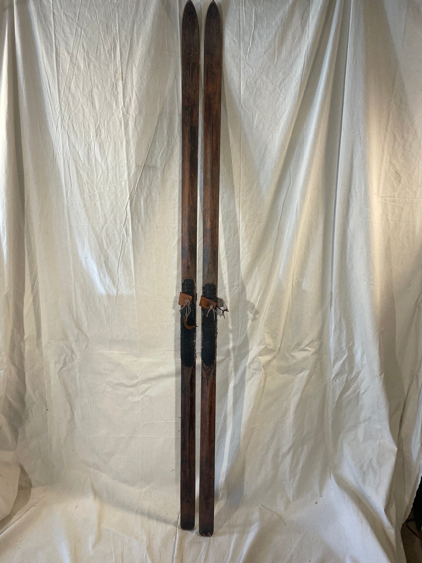 215cm SOLID WOOD Lampinen Vintage Cross-Country Skis from FINLAND - 1940s
