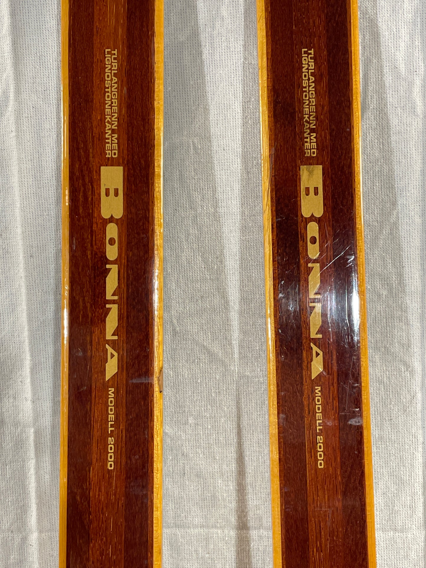 195cm Bonna 2000 Wood Cross-Country Skis - Early 1970s - from NORWAY!