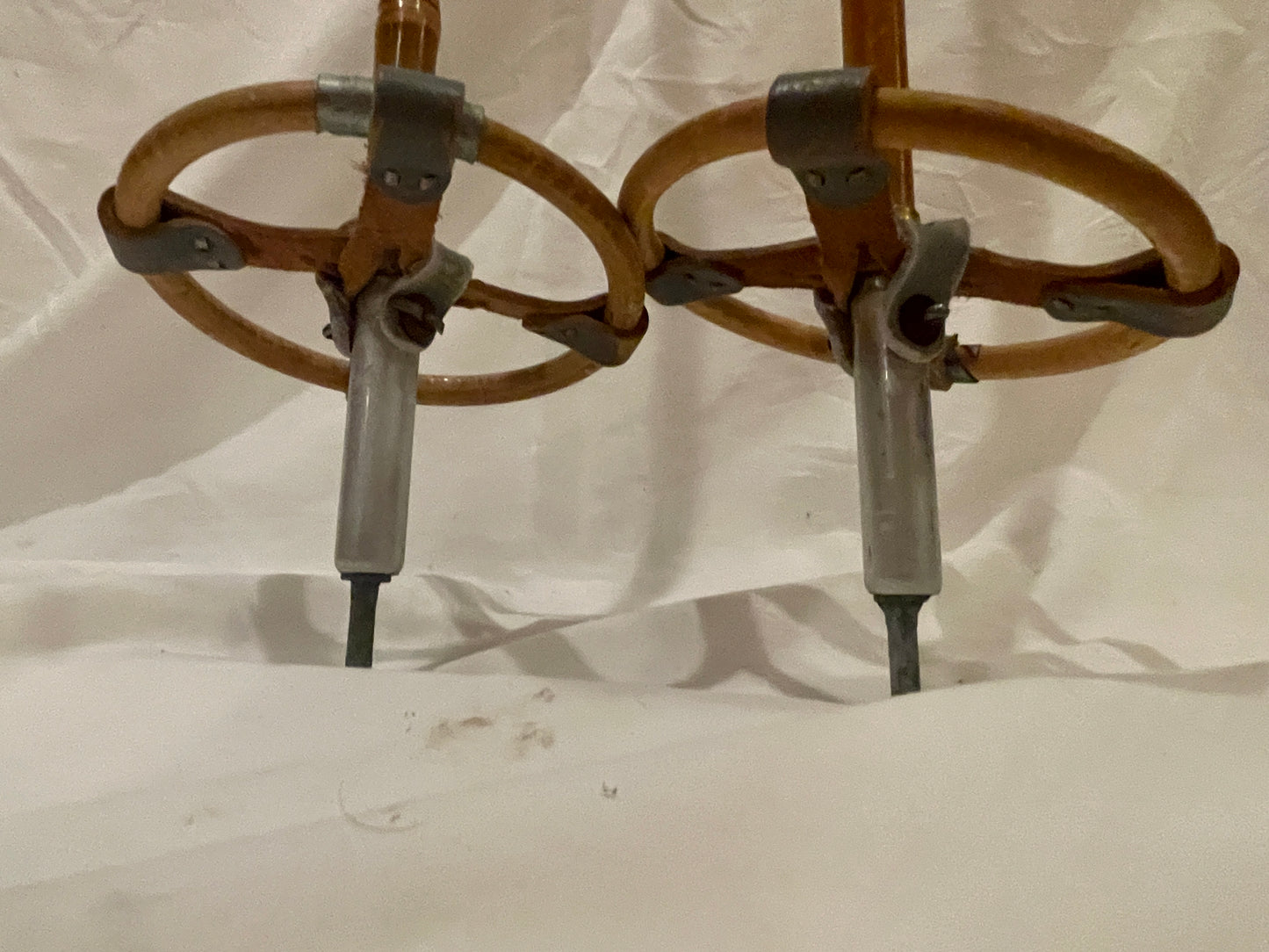 140cm Sparta Bamboo Cross-Country Ski Poles - Classic Leather Ring Baskets - ALMOST NEW!! - 60+ Years Old!!!