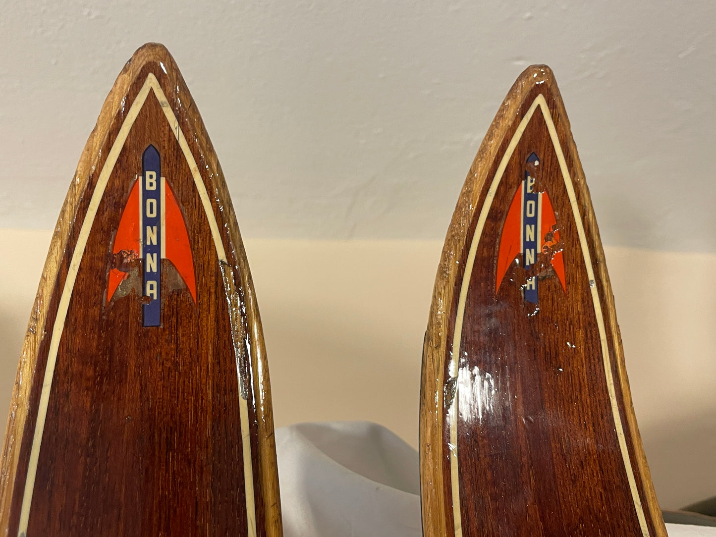 215cm Bonna of Norway 1960s Wood and Metal-Edge "Fjellski"