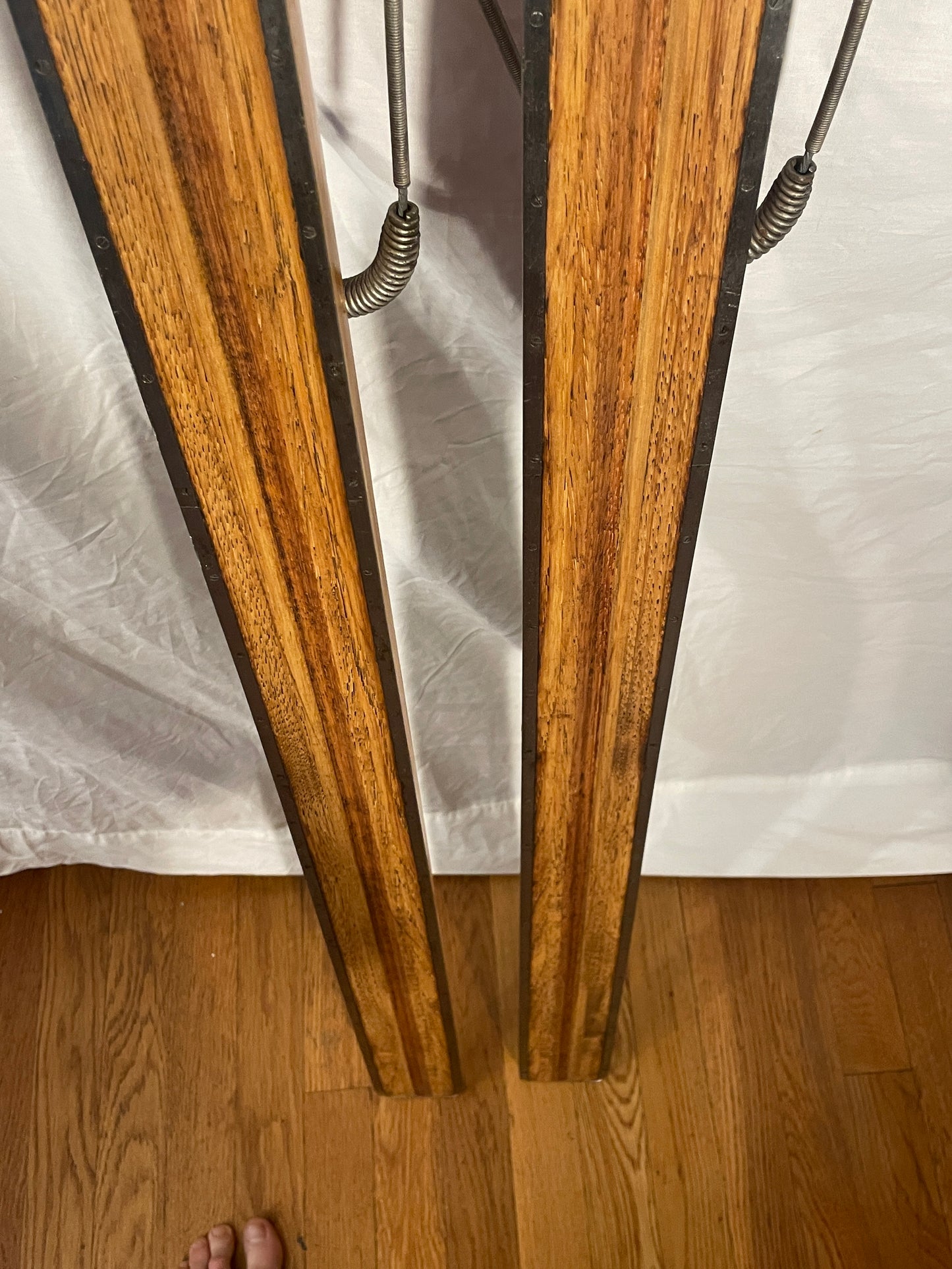 215cm Bonna of Norway 1960s Wood and Metal-Edge "Fjellski"