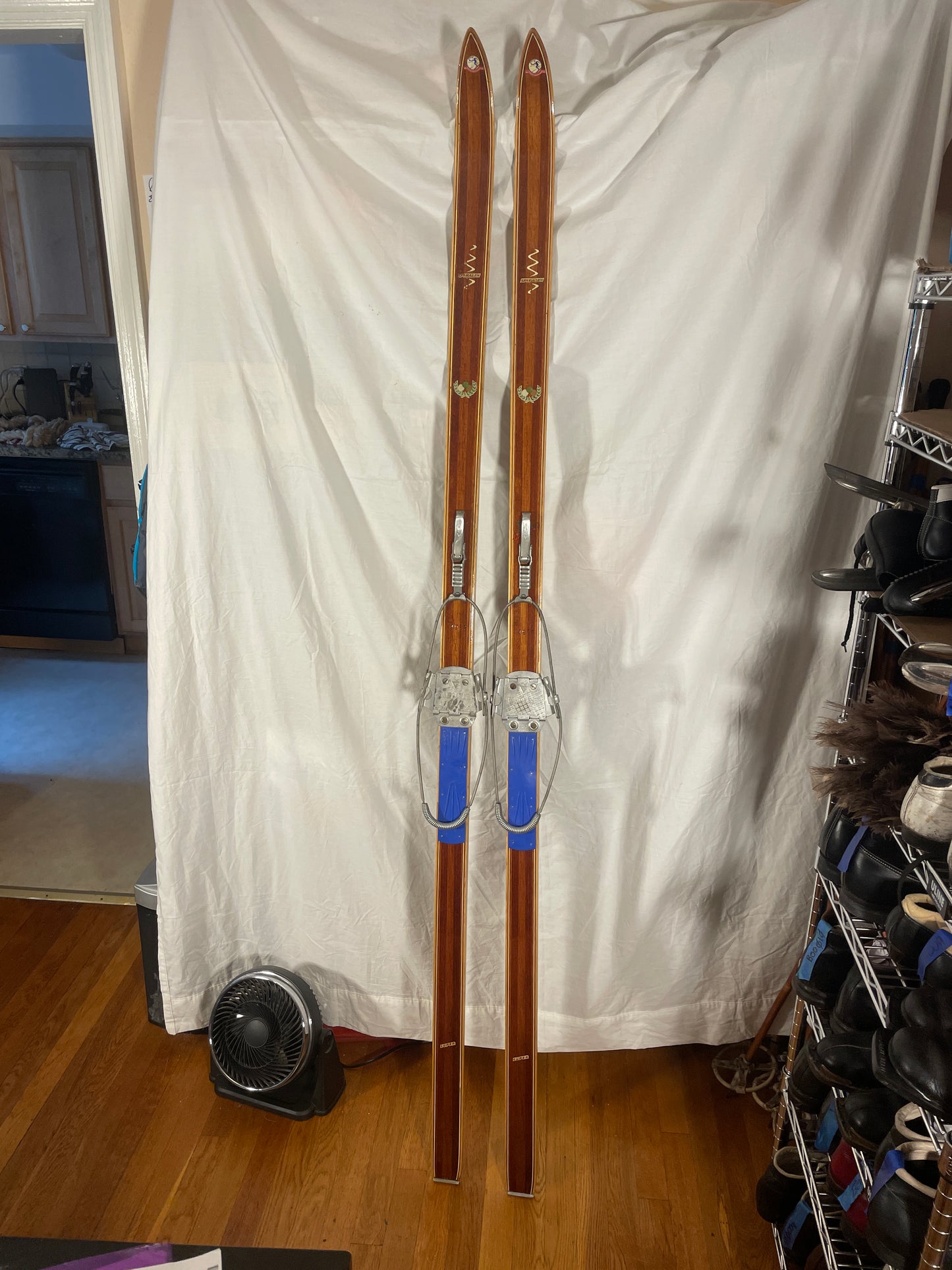 200cm "Spiralen" Drammen Norway Wood Cross-Country Touring Skis - Beautiful Artwork