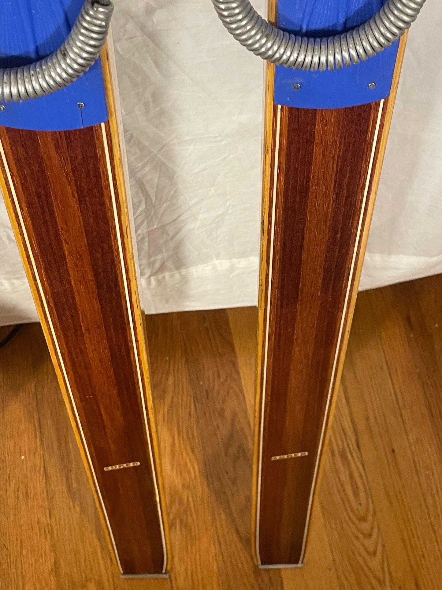200cm "Spiralen" Drammen Norway Wood Cross-Country Touring Skis - Beautiful Artwork