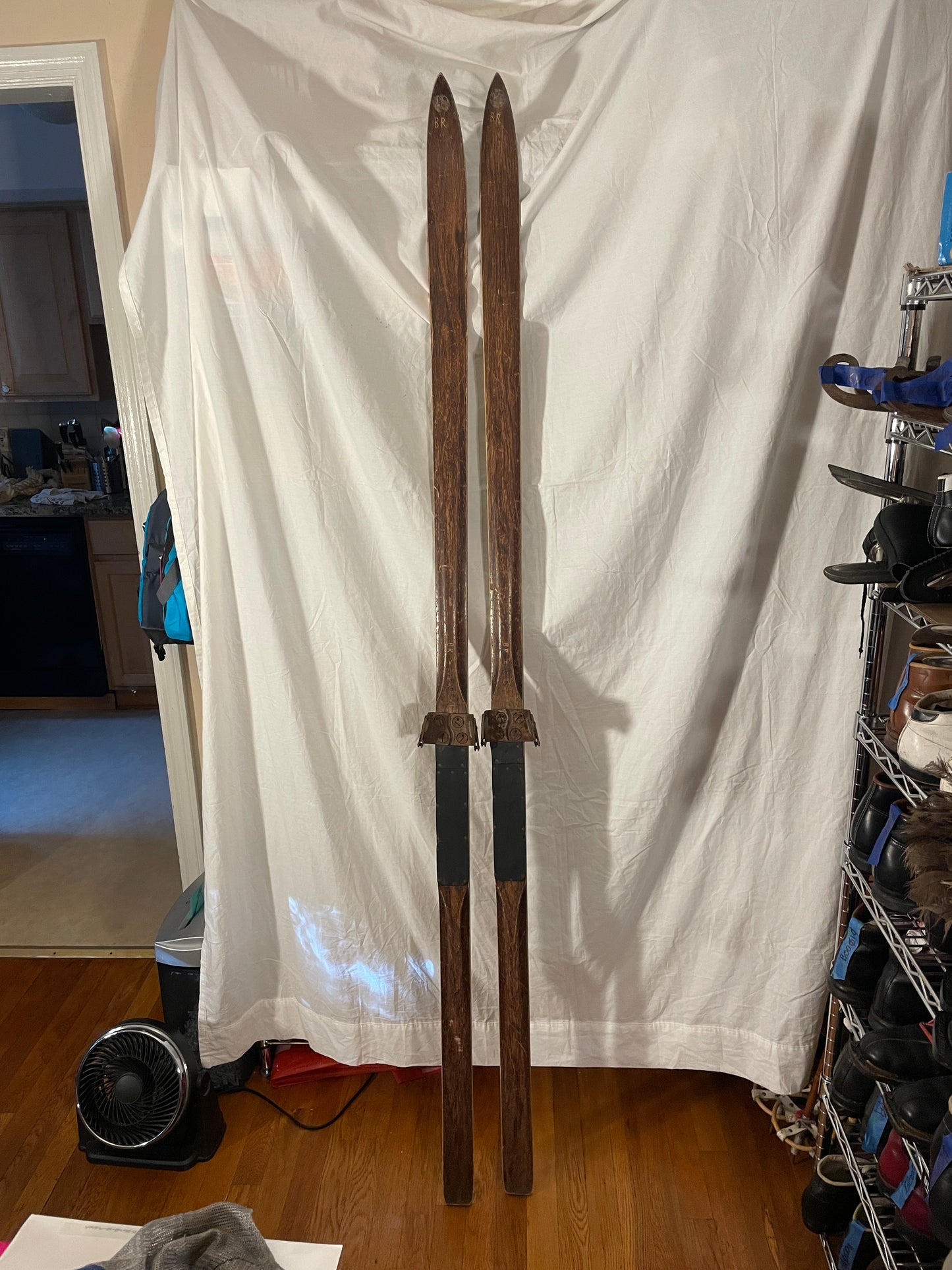 200cm P.T. Helleberg Lillehammer, Norway SOLID WOOD Cross-Country Skis 1930s