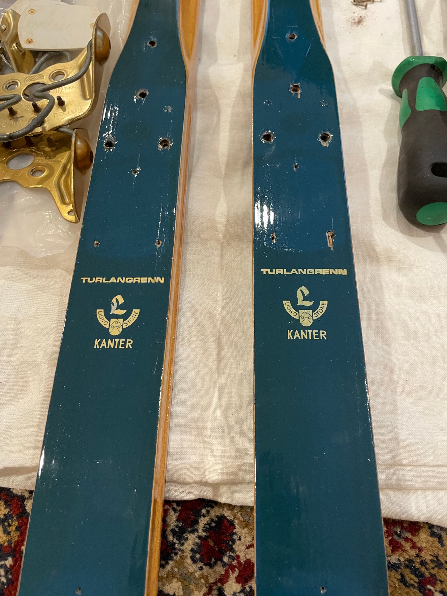 210cm Blå-Skia Wood "Tur-Langrenn" Light Touring Cross-Country Skis - Early 70s - TIMEPIECE!!!!