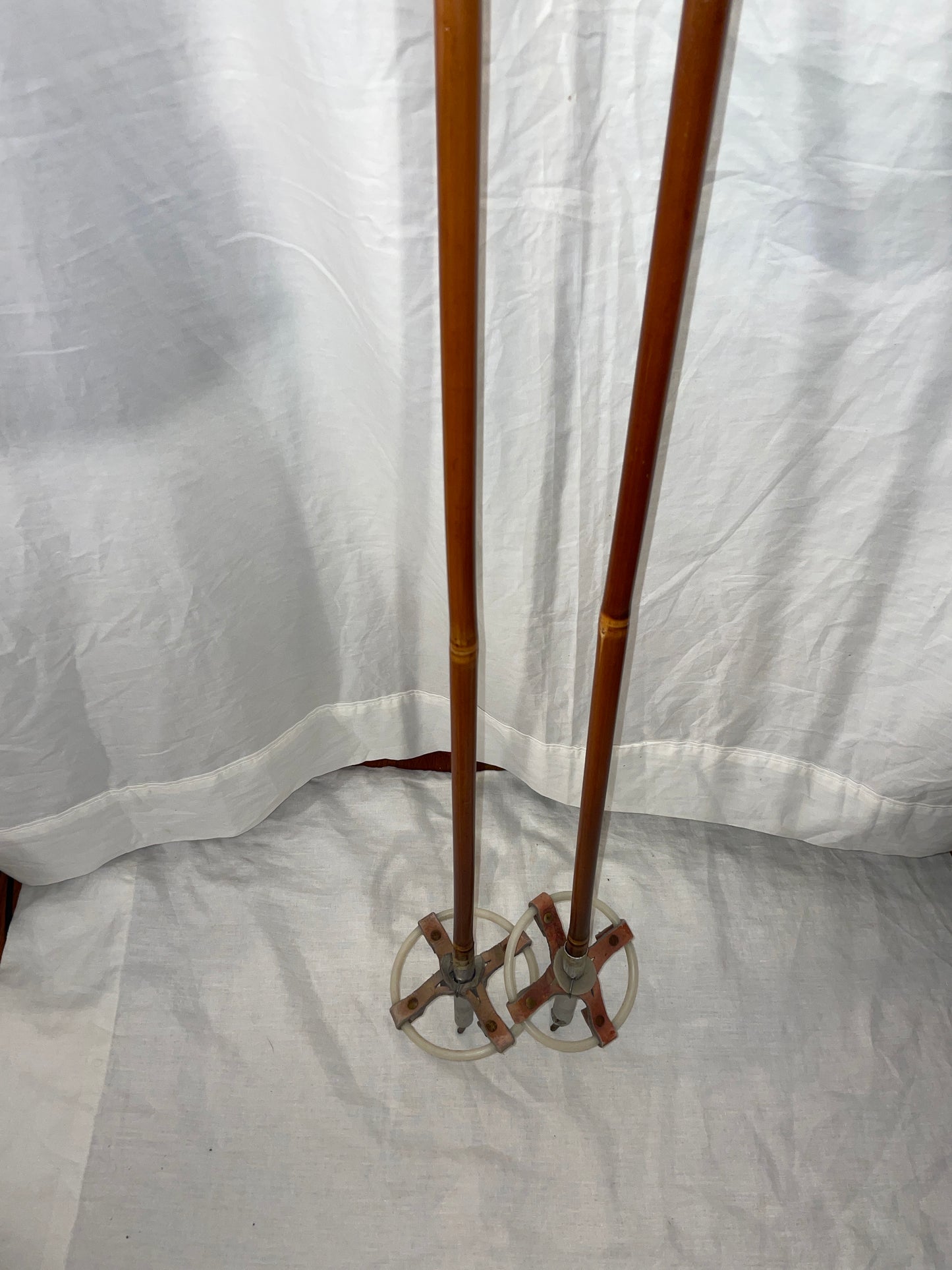 135cm CORK-Handled Bamboo Poles Beautiful Leather Baskets Müller Switzerland