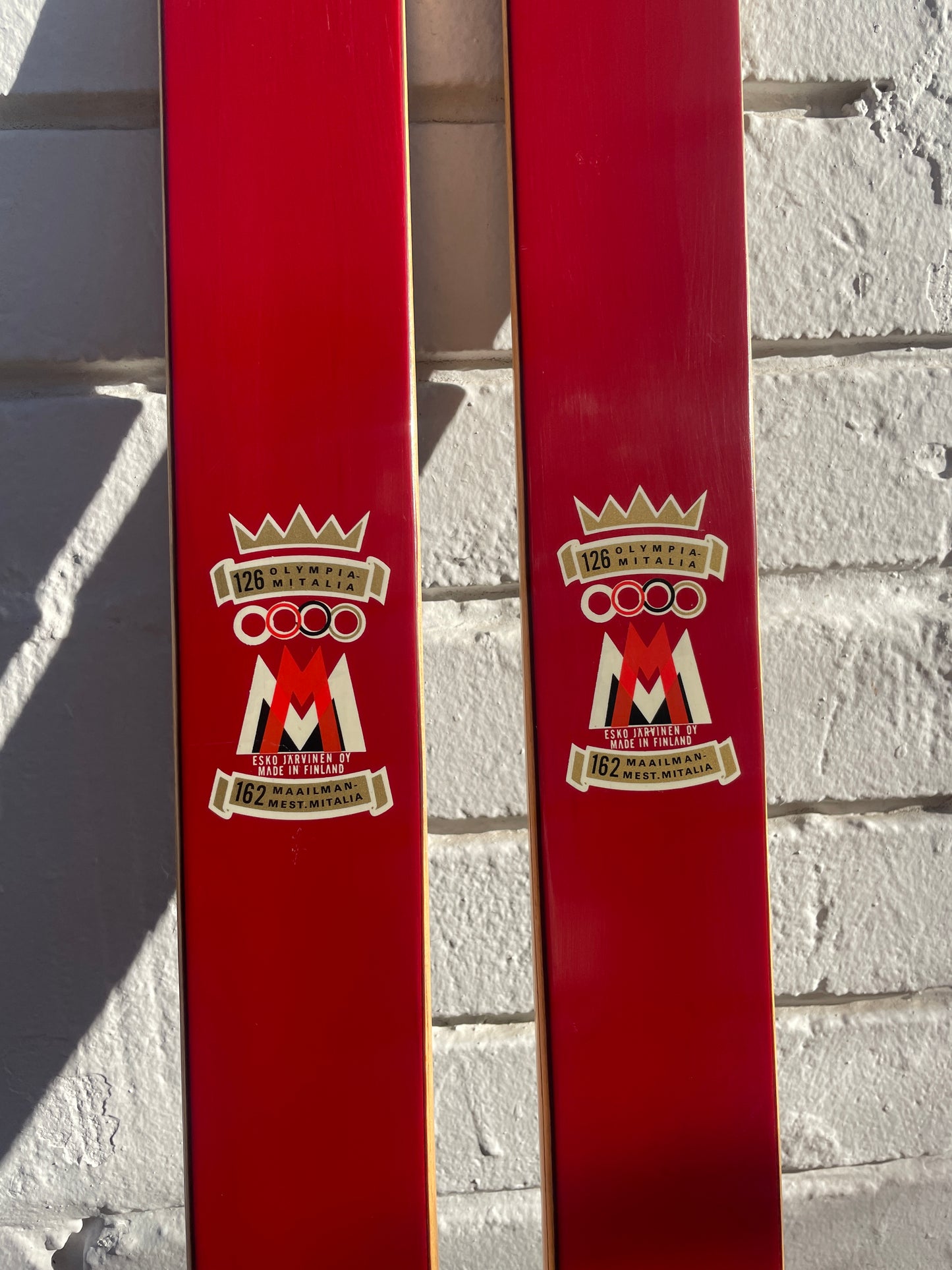 180cm Esko Järvinen Wood Cross-Country Skis - "Phenowood" Low-Maintenance Base - UNUSED - 1970s
