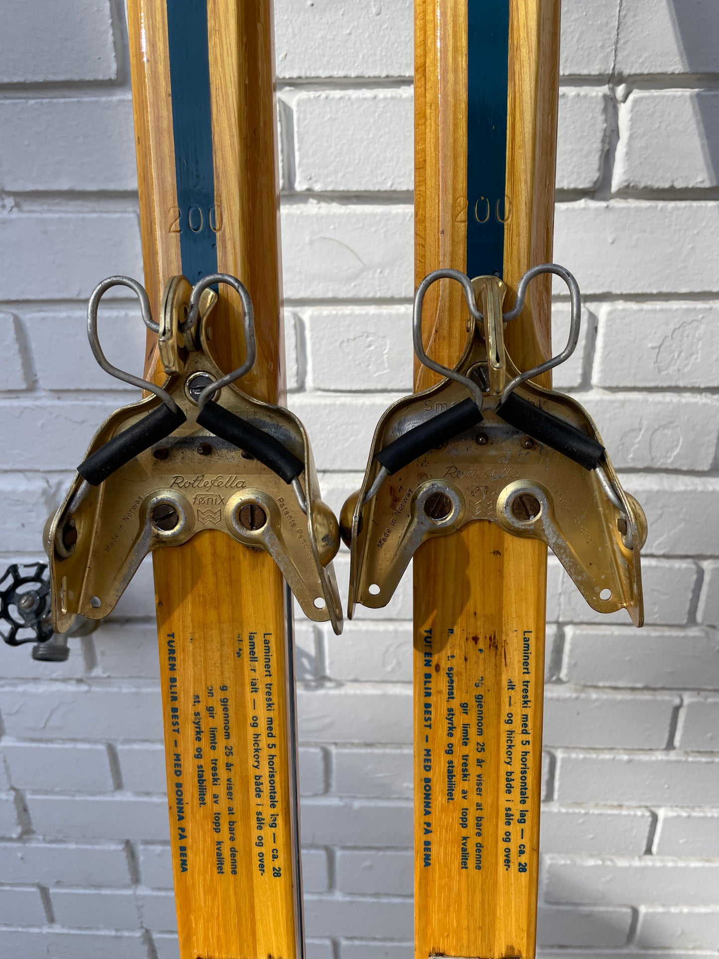 200cm Bonna 1800 Wood Cross-Country Skis - Early 1970s - from NORWAY!