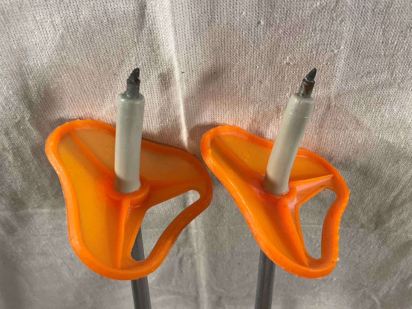 145cm Liljedahl "Triangle Basket" Aluminum Cross-Country Racing Poles - Early 1970s - VM Staven - Classic Orange!