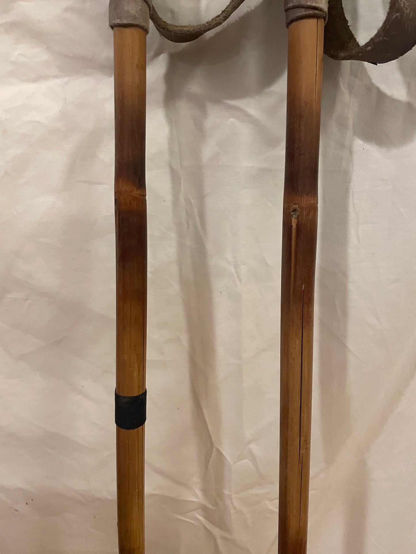 130cm Norwegian Bamboo Cross-Country Ski Poles - Wicker/Leather Baskets - TIME CAPSULES!!!