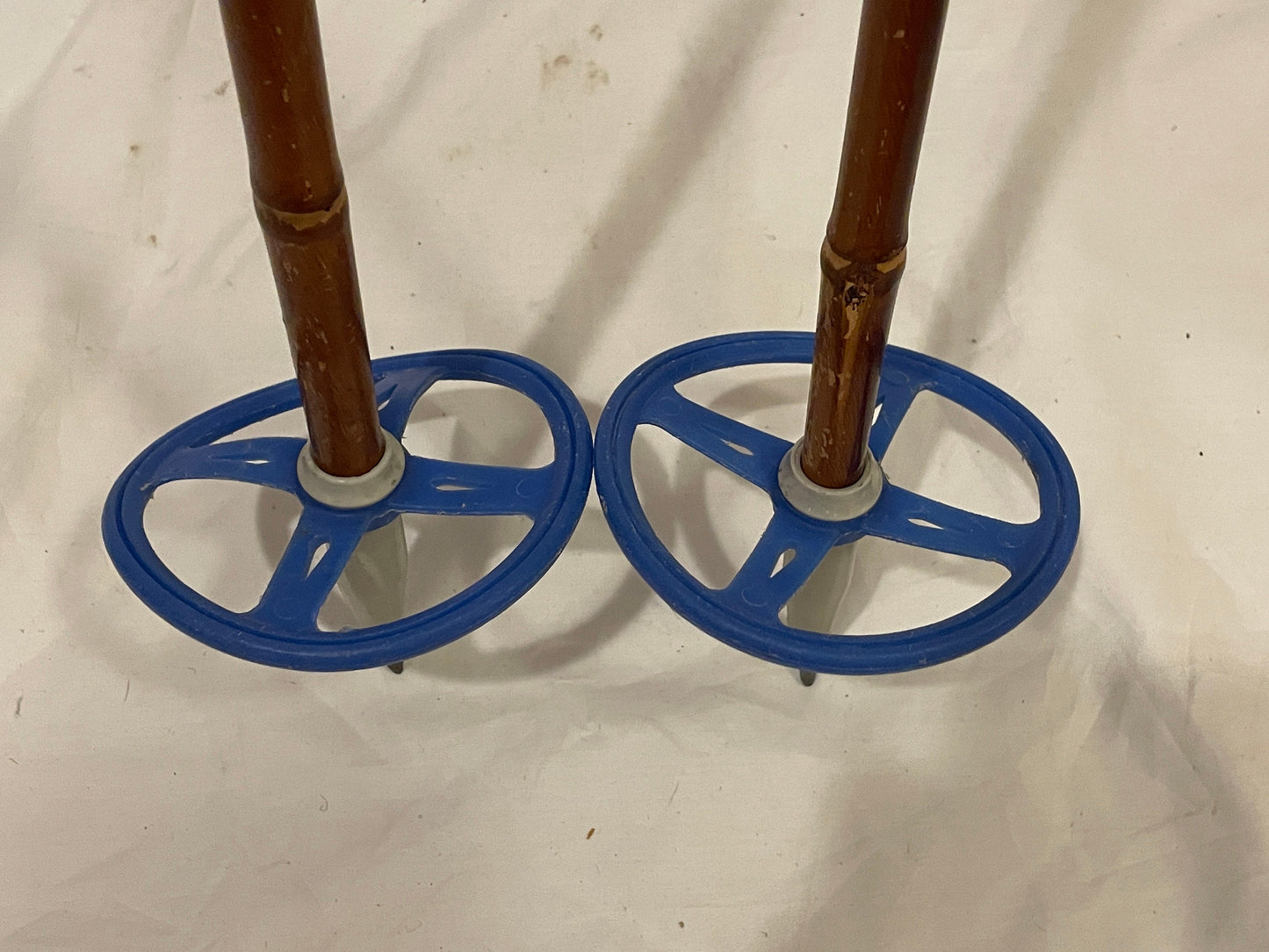 140cm Liljedahl Bamboo Cross-Country Ski Poles - Late 1960s - VM Staven - Cool Blue Highlights!!!