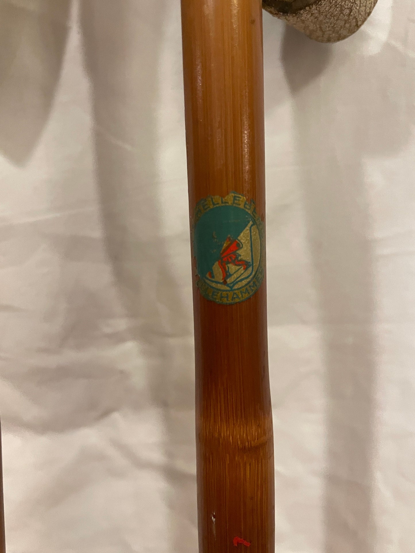 145cm Liljedahl Bamboo Cross-Country Ski Poles - Late 1950s - Original Logo and Graphics!