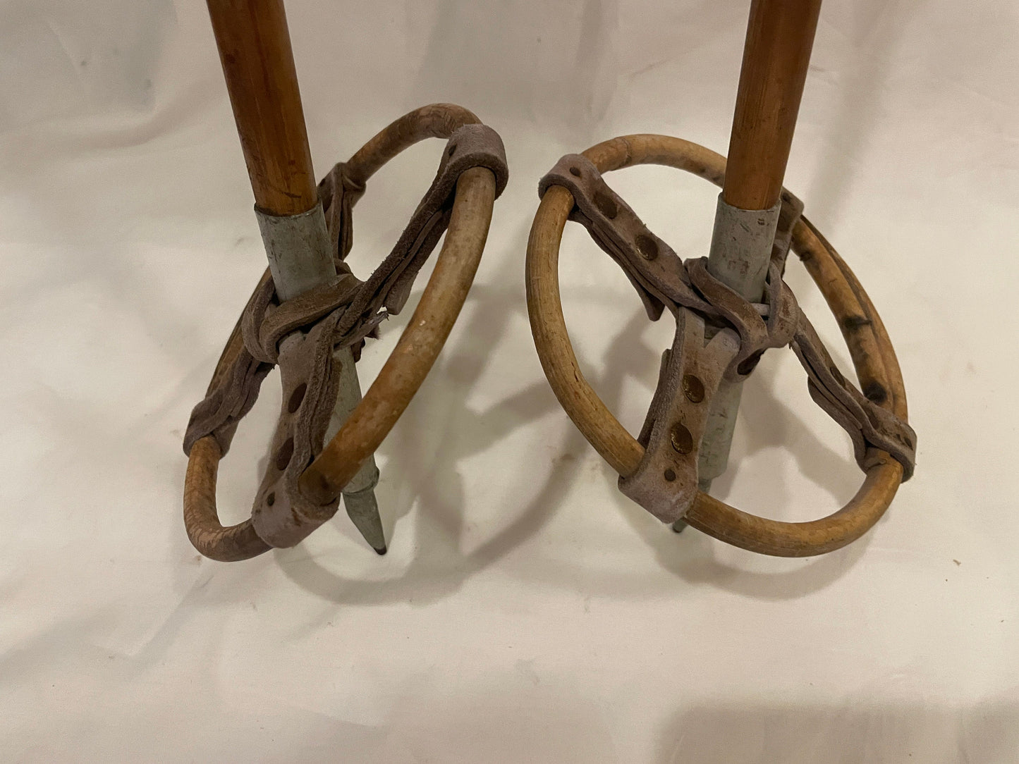 130cm Norwegian Bamboo Cross-Country Ski Poles - Wicker/Leather Baskets - TIME CAPSULES!!!