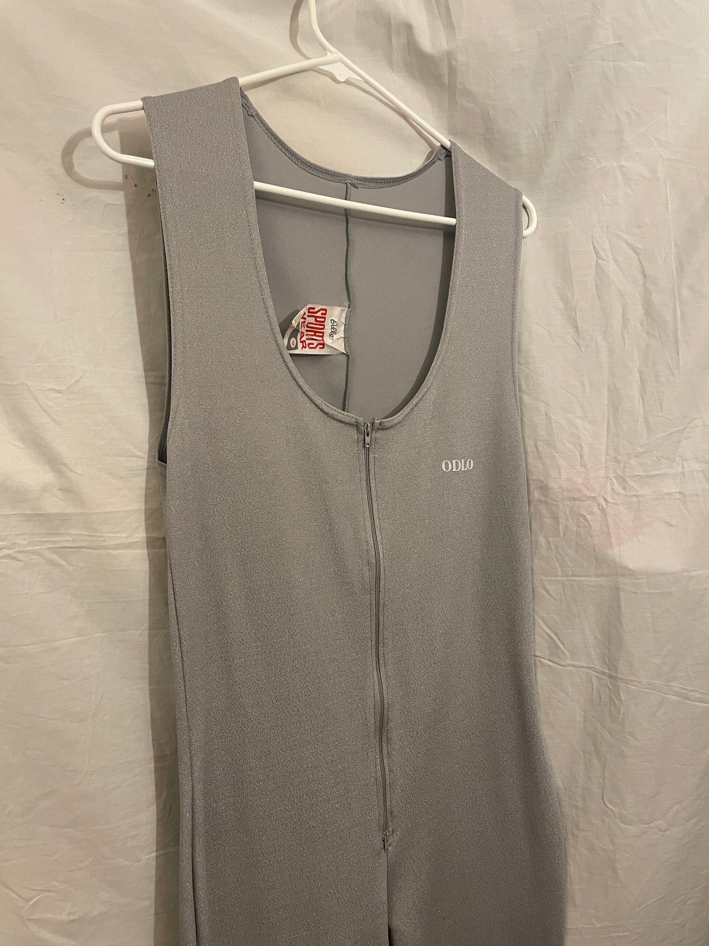 Size 52 (Men's large) 1980s Odlo Cross-Country Ski Bib Suit - SILVER!!