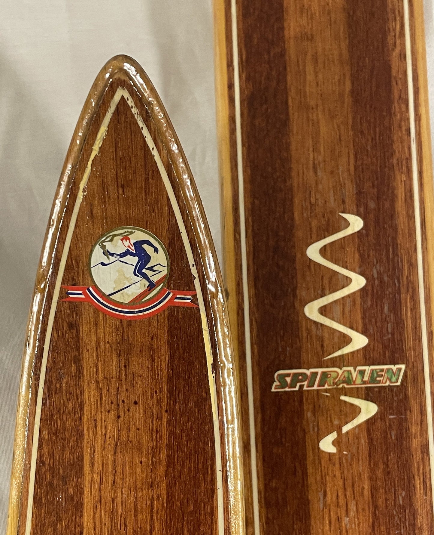 200cm "Spiralen" Drammen Norway Wood Cross-Country Touring Skis - Beautiful Artwork
