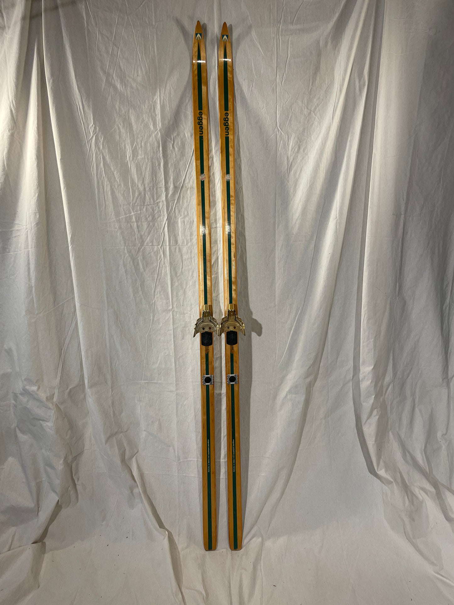 215cm Eggen "Green Stripe" Early 1970s Wood Cross-Country Touring Skis
