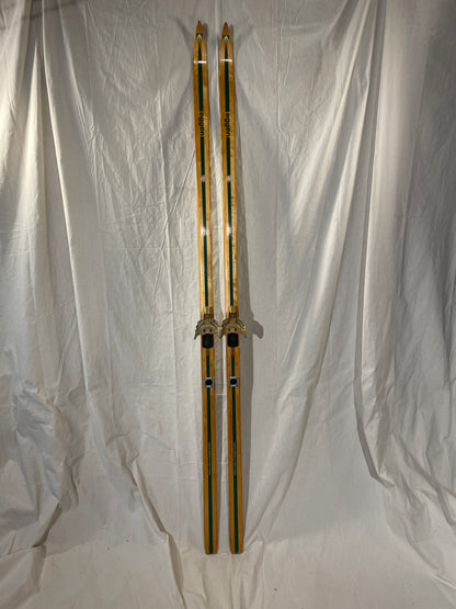 215cm Eggen "Green Stripe" Early 1970s Wood Cross-Country Touring Skis