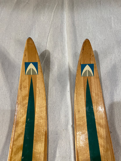 215cm Eggen "Green Stripe" Early 1970s Wood Cross-Country Touring Skis