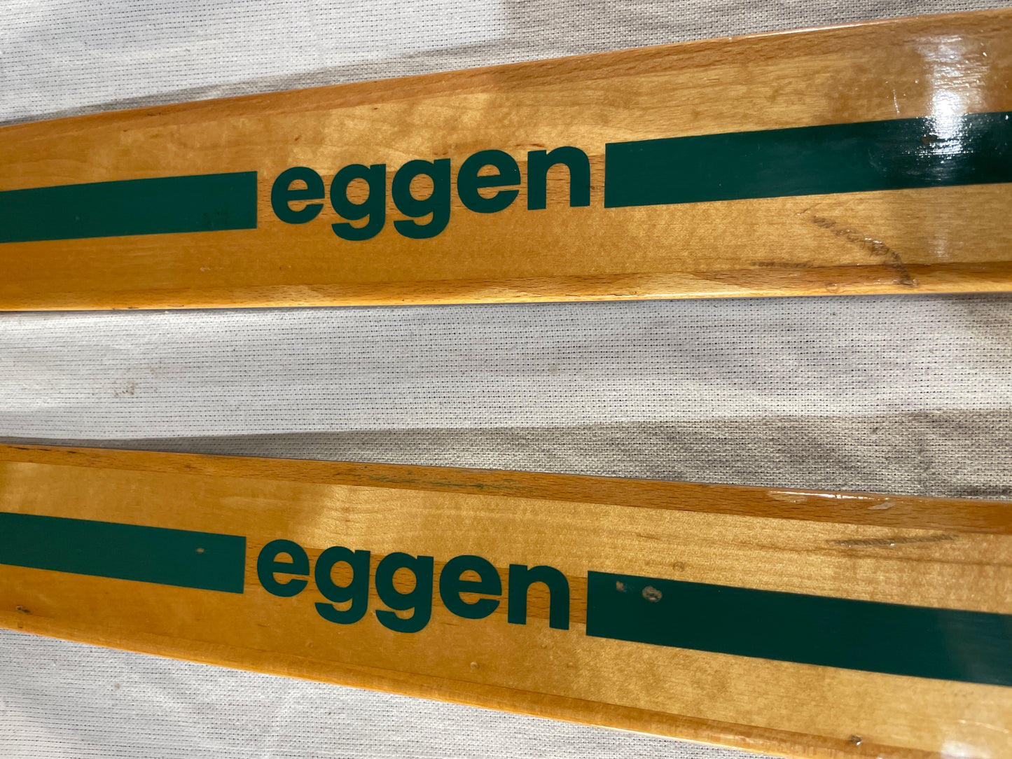 215cm Eggen "Green Stripe" Early 1970s Wood Cross-Country Touring Skis