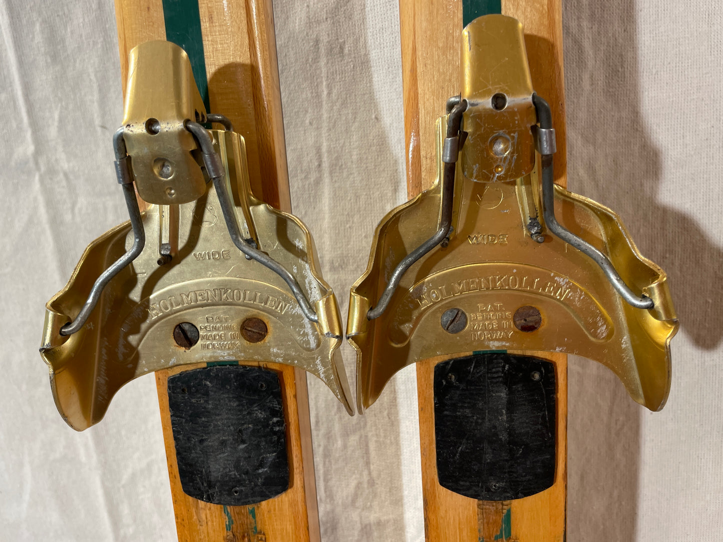 215cm Eggen "Green Stripe" Early 1970s Wood Cross-Country Touring Skis