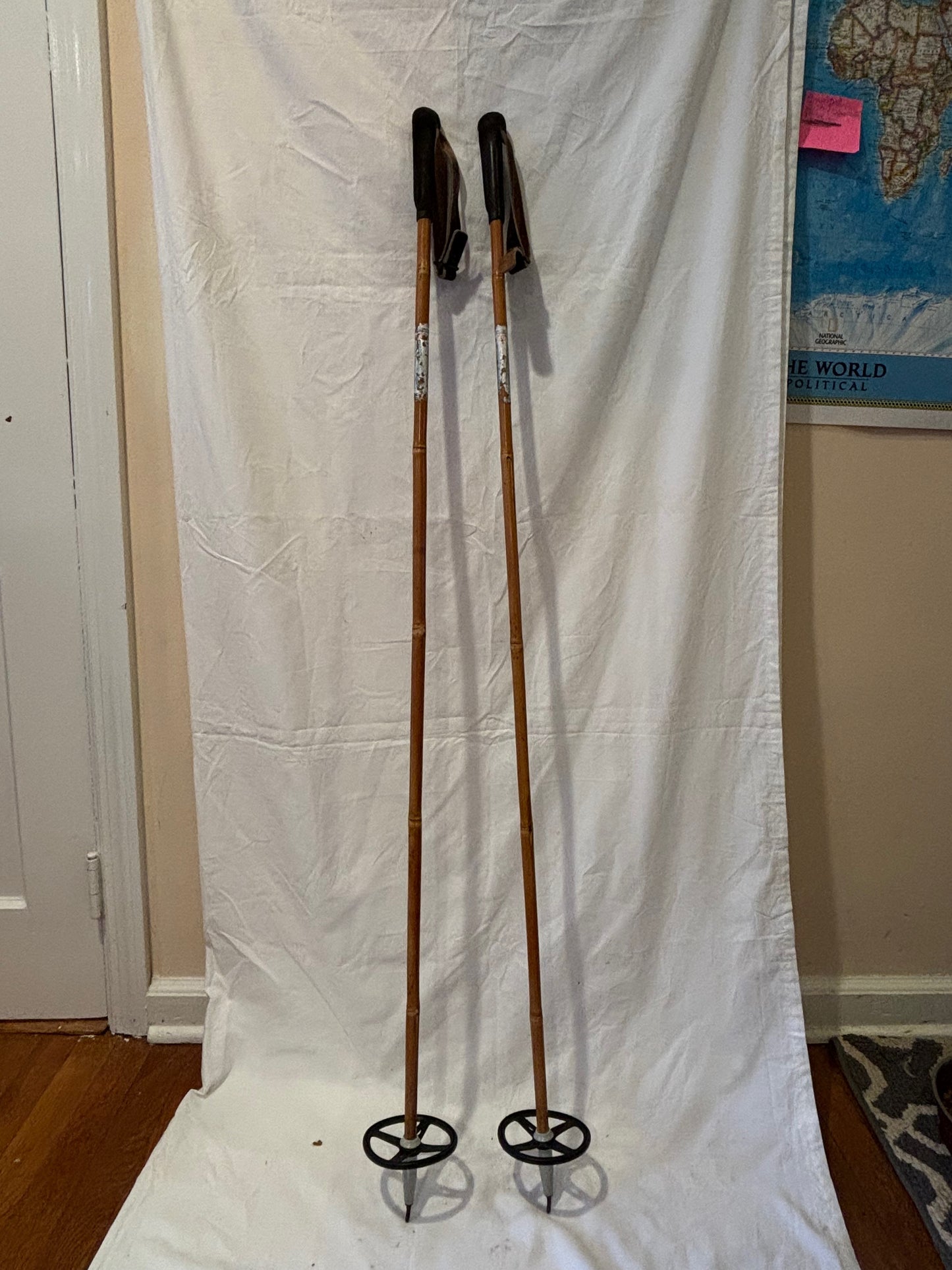 135cm Liljedahl Bamboo Cross-Country Racing Poles - 1960s - VM Staven