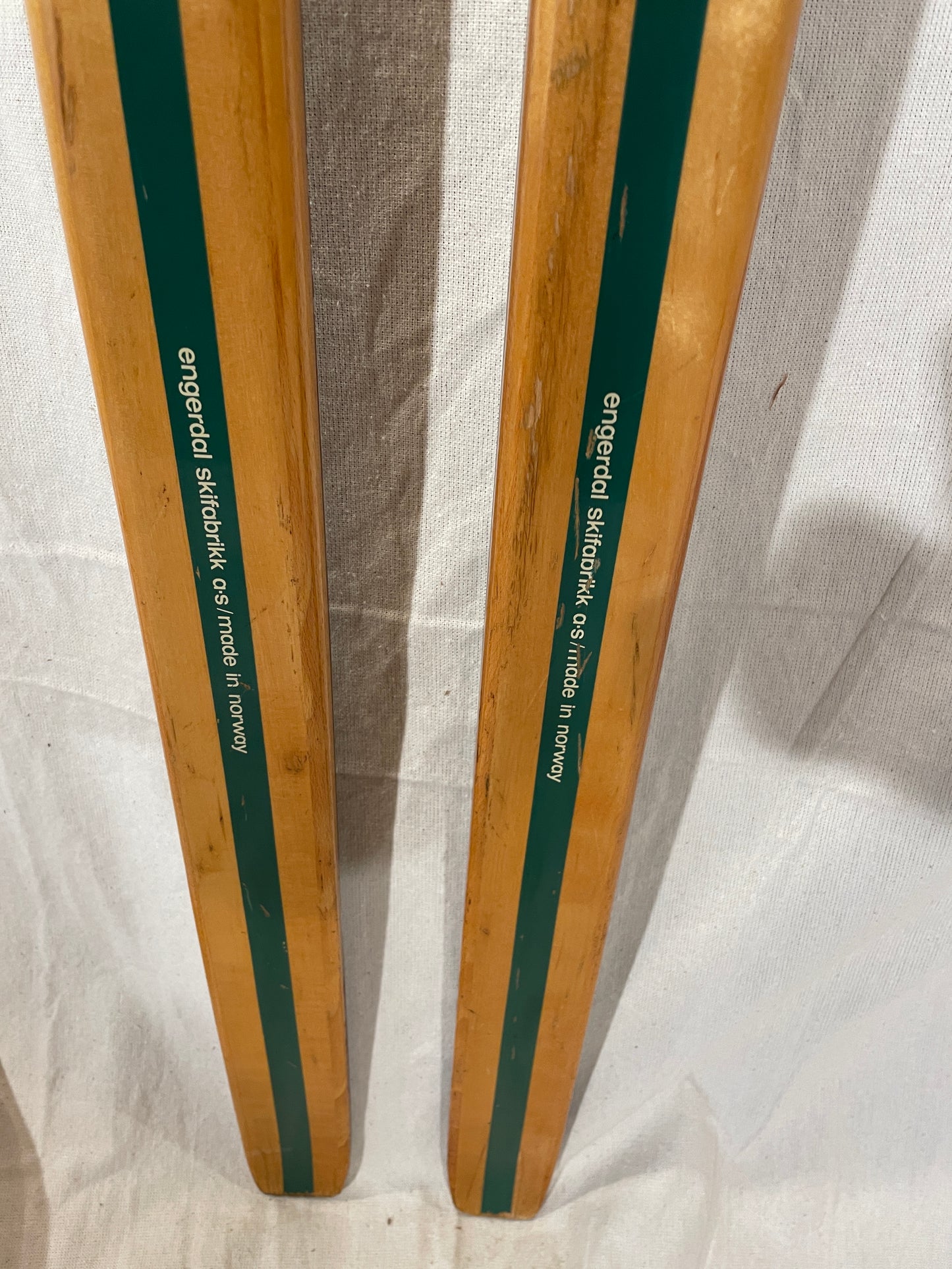 215cm Eggen "Green Stripe" Early 1970s Wood Cross-Country Touring Skis