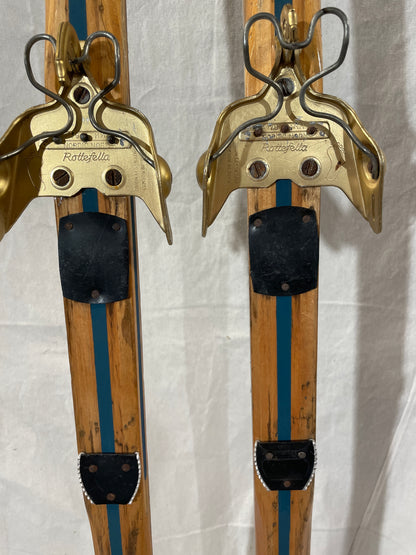 200cm Blå Skia Wood Nordic Racing Skis - Hickory Base - Completely Restored - Originally Sold by Eldar Hagen Oslo
