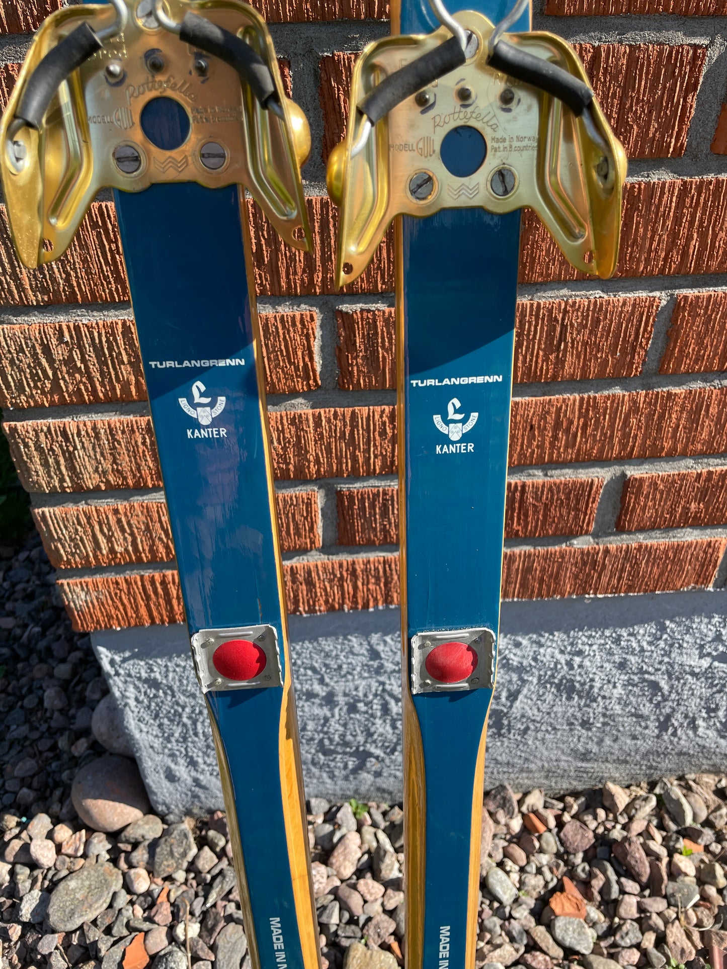 215cm Blå-Skia Wood "Tur-Langrenn" Light Touring Cross-Country Skis - Early 70s - TIMEPIECE!!!!