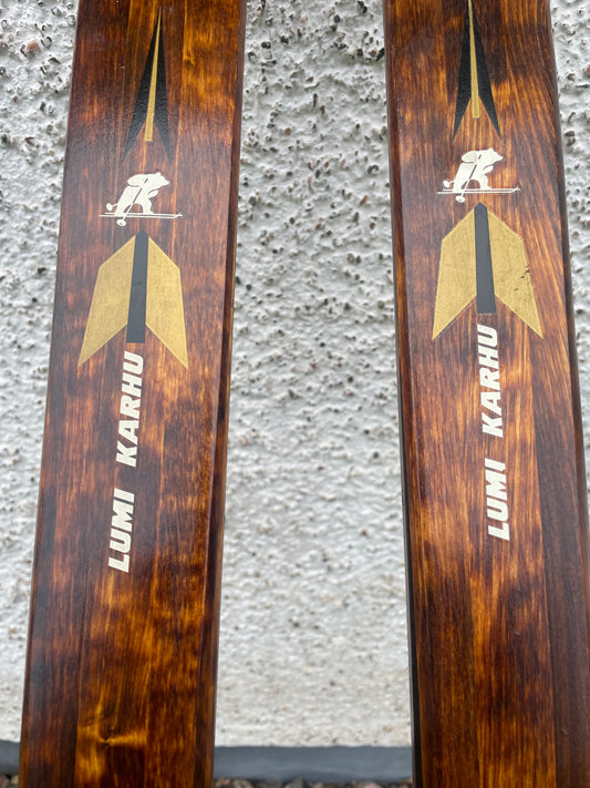 190cm Karhu "Lumi" Wood Cross Country Skis - Skillfully Repaired - Beautiful!!!