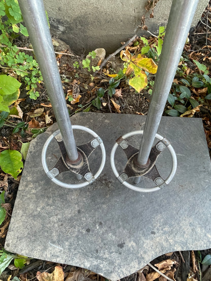 140cm Steel Alpine Ski Poles from the 1950s - Cool Red Handles!