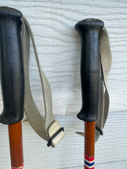 135cm Liljedahl Bamboo Cross-Country Ski Poles - 1970s - Nice and Shiny!!