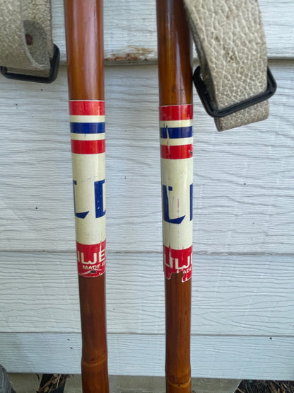 135cm Liljedahl Bamboo Cross-Country Ski Poles - 1970s - Nice and Shiny!!
