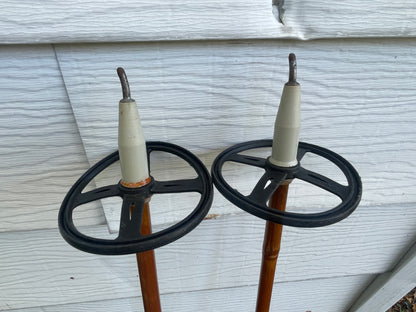 135cm Liljedahl Bamboo Cross-Country Ski Poles - 1970s - Nice and Shiny!!