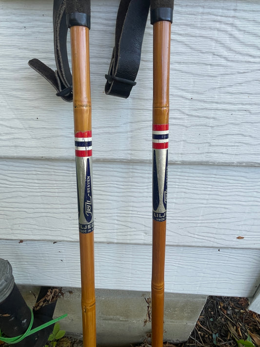 130cm Liljedahl "Tryli-Staven" Bamboo Cross-Country Ski Poles - Late 1960s - BEAUTIFUL!!!