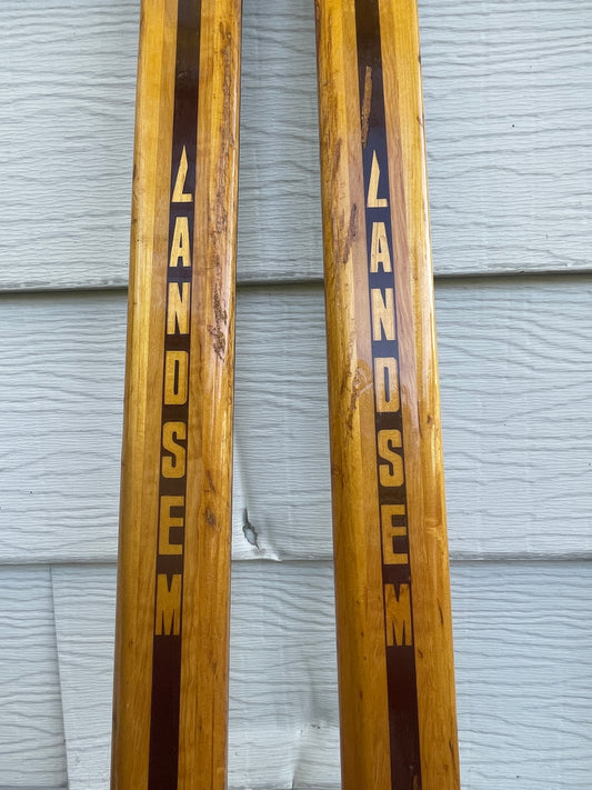 BARGAIN BIN!!! - 210cm Landsem Early 1970s Wood Cross-Country Racing Skis - NORWAY - "Plastrelagt" Base