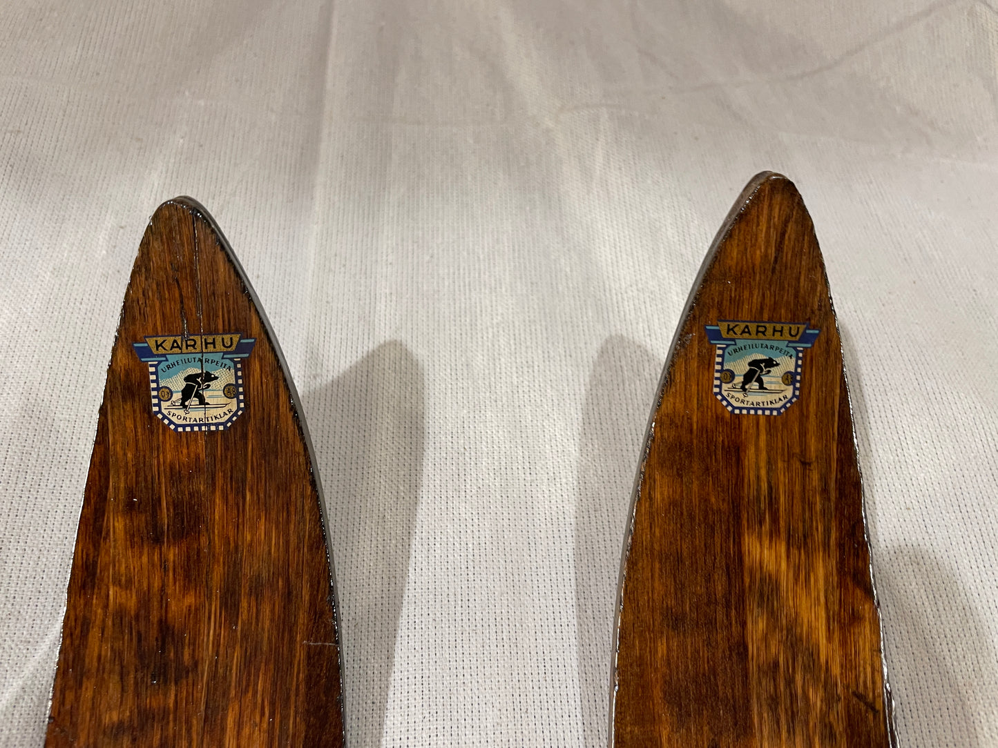 220cm Karhu "Kilpa" Wood Cross-Country Racing Skis - BEAUTIFUL RESTORATION - Rare Length!!!