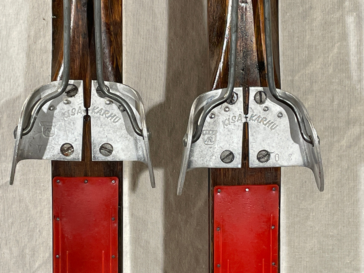 220cm Karhu "Kilpa" Wood Cross-Country Racing Skis - BEAUTIFUL RESTORATION - Rare Length!!!
