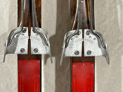 220cm Karhu "Kilpa" Wood Cross-Country Racing Skis - BEAUTIFUL RESTORATION - Rare Length!!!