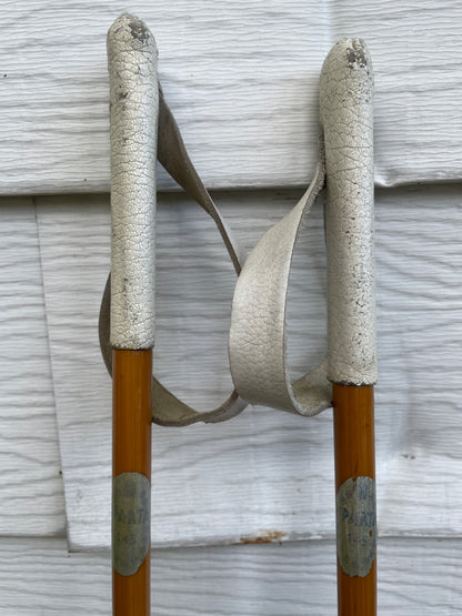 145cm Sparta (Norway) Bamboo Cross-Country Ski Poles - Early 1970s - Cool White Accents!!
