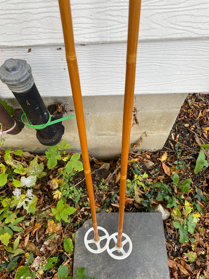 145cm Sparta (Norway) Bamboo Cross-Country Ski Poles - Early 1970s - Cool White Accents!!
