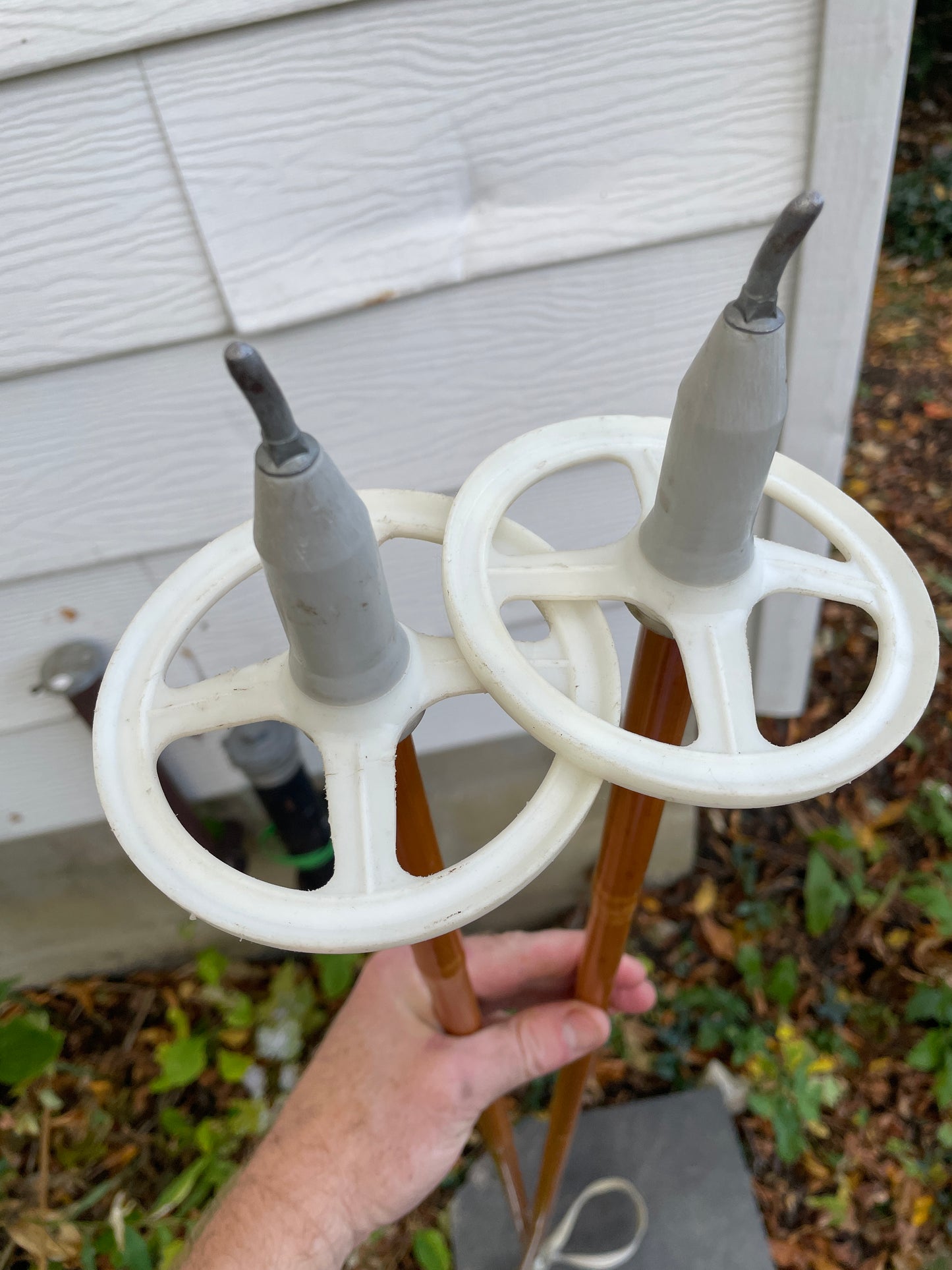 145cm Sparta (Norway) Bamboo Cross-Country Ski Poles - Early 1970s - Cool White Accents!!