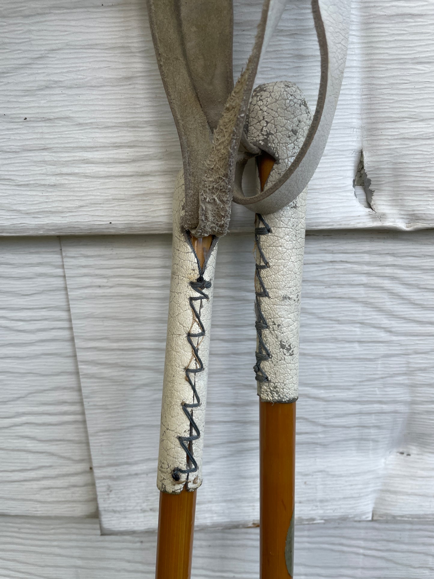 145cm Sparta (Norway) Bamboo Cross-Country Ski Poles - Early 1970s - Cool White Accents!!